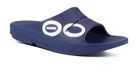 Sandalia Unisex OOFOS Recovery Ooahh Sport - Azul Marino/Blanco