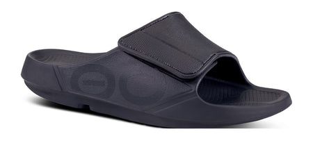 Sandalia Unisex OOFOS Recovery Ooahh Sport Ajustable - Negro Mate